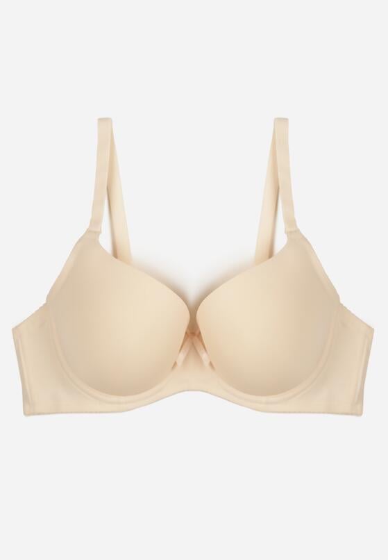 Beżowy Klasyczny Biustonosz o Gładkim Wykończeniu Lamisa 1