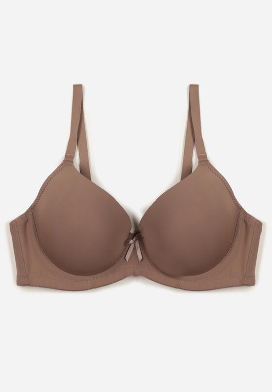 Beżowy Klasyczny Biustonosz o Gładkim Wykończeniu z Kokardką Adothyia 1