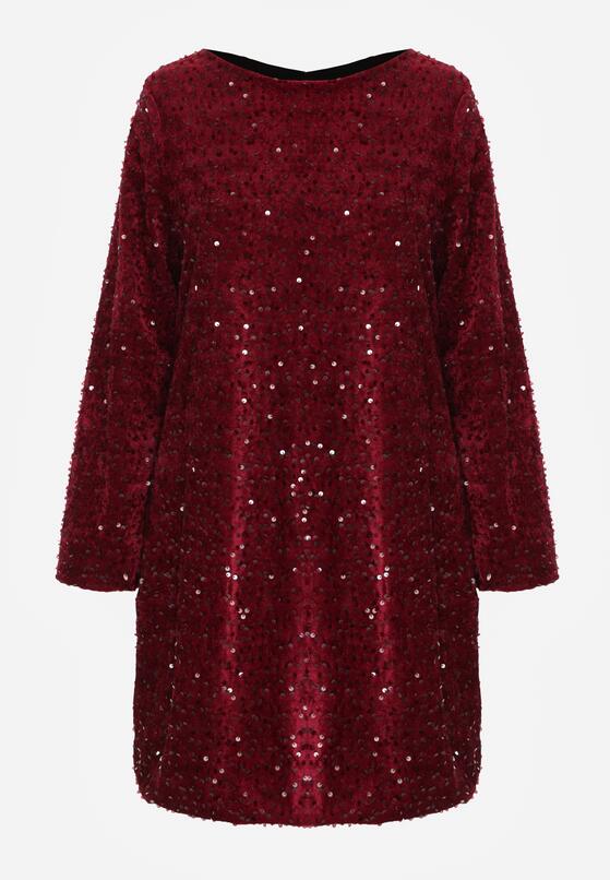 Czerwona Cekinowa Sukienka z Odkrytymi Plecami i Wiązaniem Diadina 1