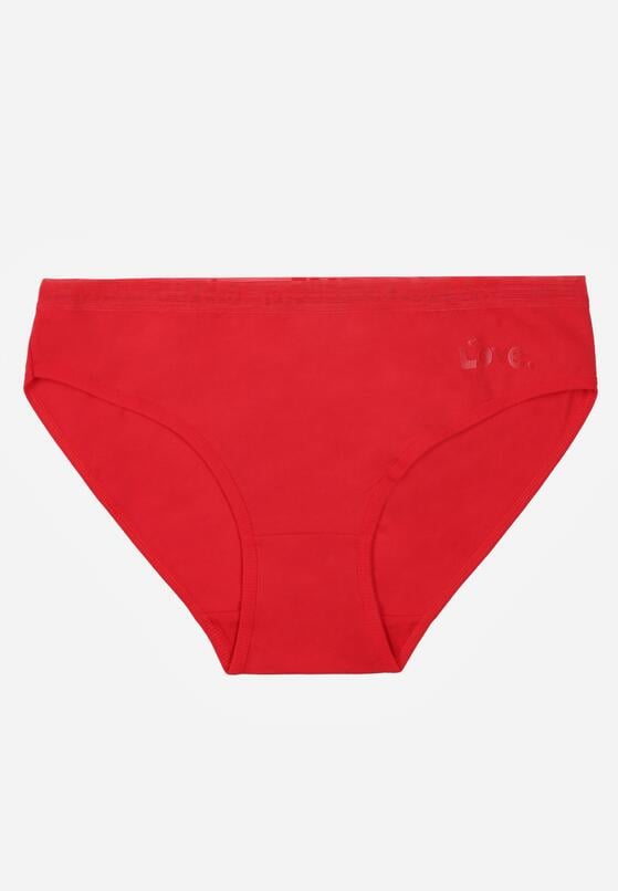 Czerwone Majtki Figi z Bawełną i Ozdobnymi Napisami Phioreia 1