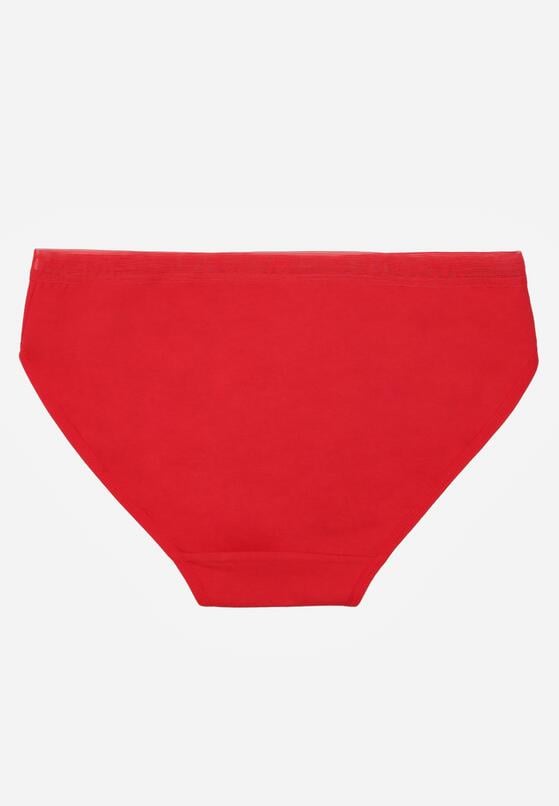 Czerwone Majtki Figi z Bawełną i Ozdobnymi Napisami Phioreia 2