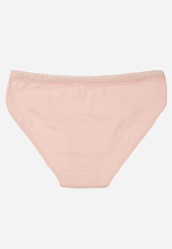 Jasnoróżowe Majtki Figi z Bawełną i Ozdobnymi Napisami Phioreia 2