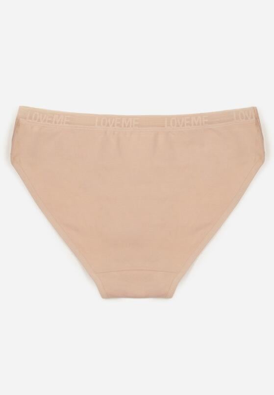 Beżowe Majtki Figi z Bawełną i Ozdobnymi Napisami Phioreia 2