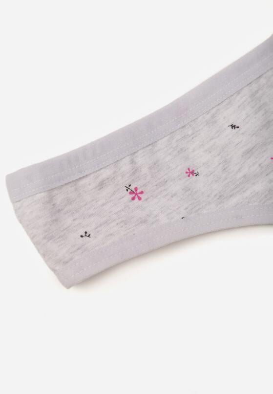 Jasnoszare Majtki Stringi z Bawełną w Kwiaty Calylia 3