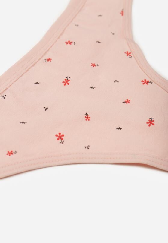 Jasnoróżowe Majtki Stringi z Bawełną w Kwiaty Calylia 3