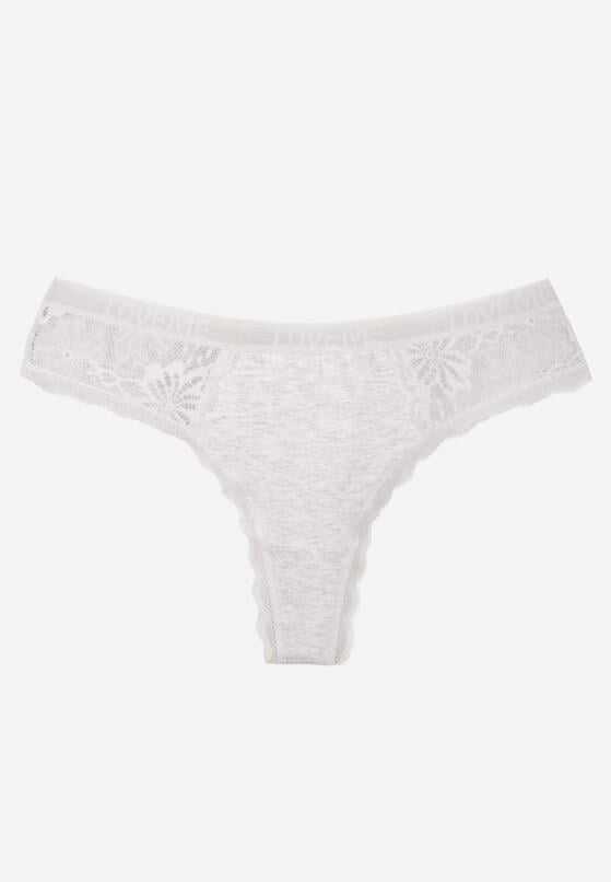 Jasnoszare Majtki Stringi z Subtelną Koronką z Bawełną Adriedah 1