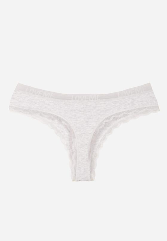 Jasnoszare Majtki Stringi z Subtelną Koronką z Bawełną Adriedah 2