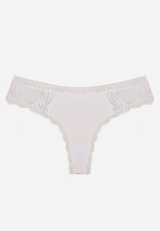 Białe Majtki Stringi z Subtelną Koronką z Bawełną Adriedah 1