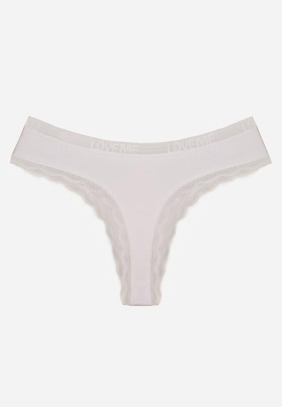 Białe Majtki Stringi z Subtelną Koronką z Bawełną Adriedah 2