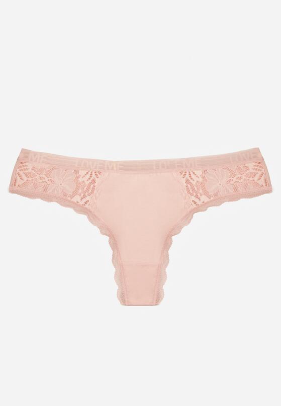 Jasnoróżowe Majtki Stringi z Subtelną Koronką z Bawełną Adriedah 1