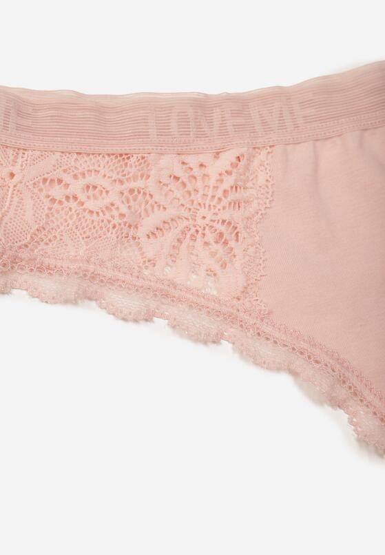 Jasnoróżowe Majtki Stringi z Subtelną Koronką z Bawełną Adriedah 3