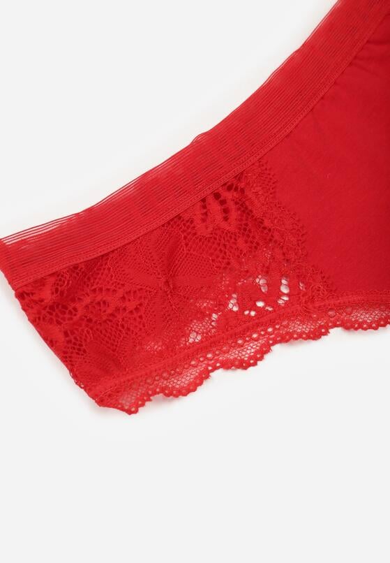 Czerwone Majtki Stringi z Subtelną Koronką z Bawełną Adriedah 3