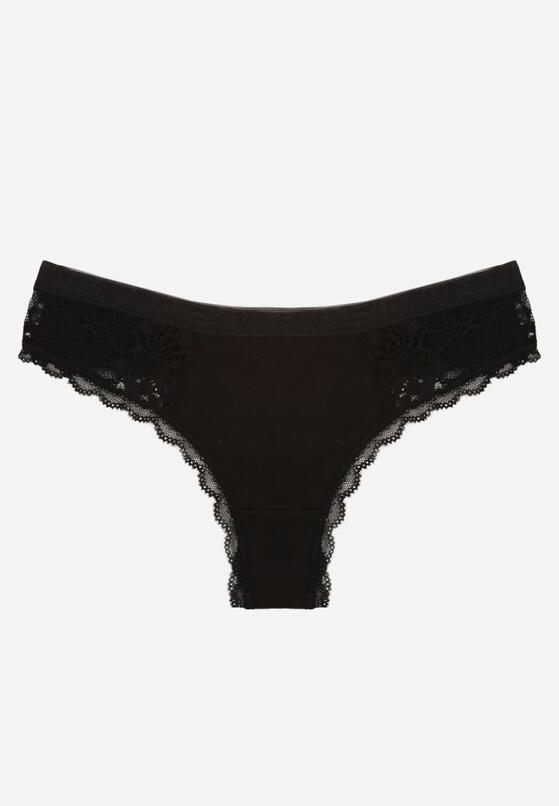 Czarne Majtki Stringi z Subtelną Koronką z Bawełną Adriedah 1