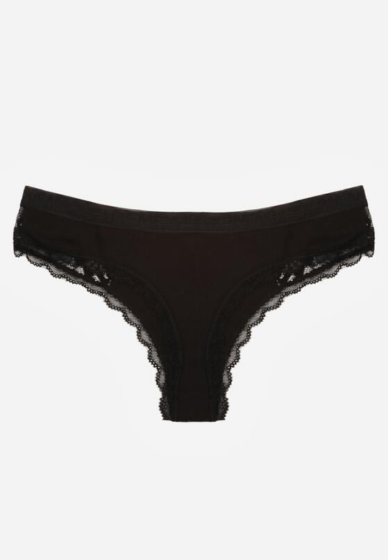 Czarne Majtki Stringi z Subtelną Koronką z Bawełną Adriedah 2