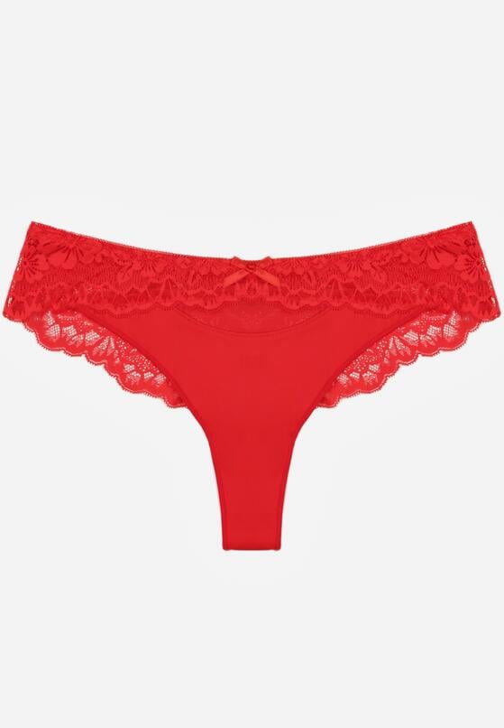 Czerwone Majtki Typu Stringi z Koronką Nedareanes 1