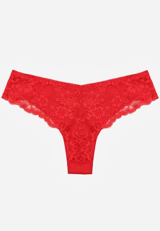 Czerwone Majtki Typu Stringi z Koronką Nedareanes 2