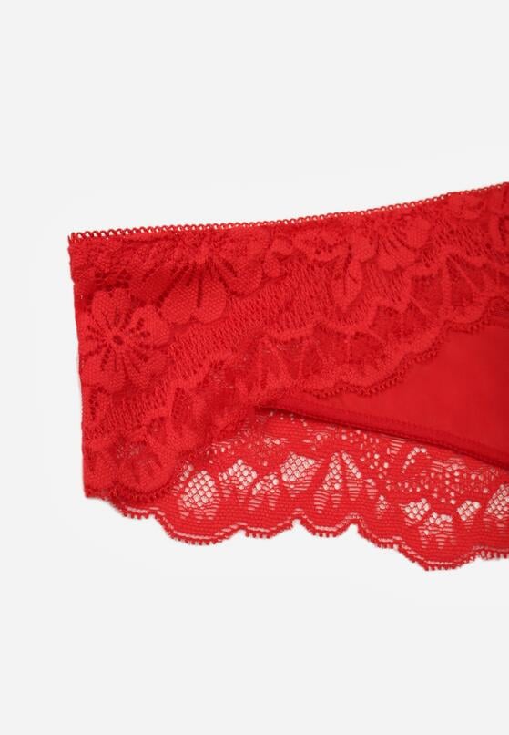 Czerwone Majtki Typu Stringi z Koronką Nedareanes 3