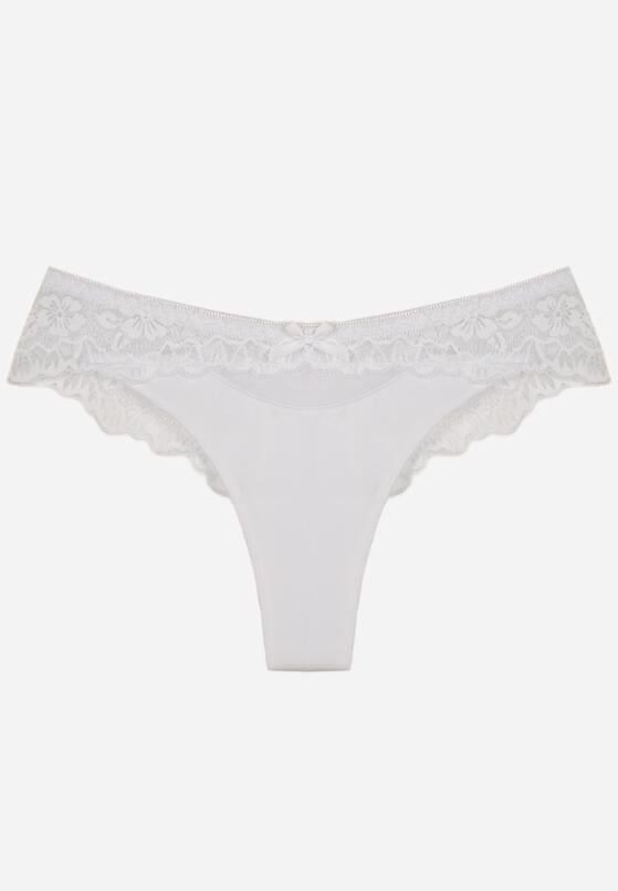 Białe Majtki Typu Stringi z Koronką Nedareanes 1