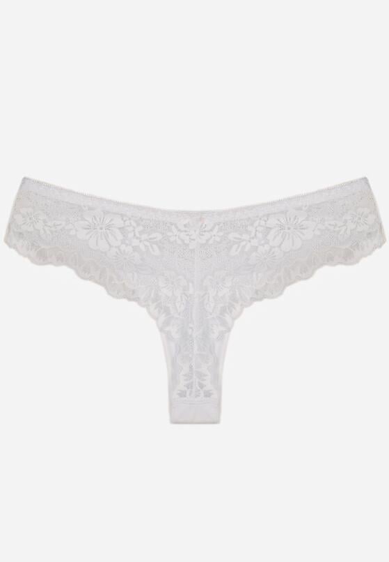 Białe Majtki Typu Stringi z Koronką Nedareanes 2