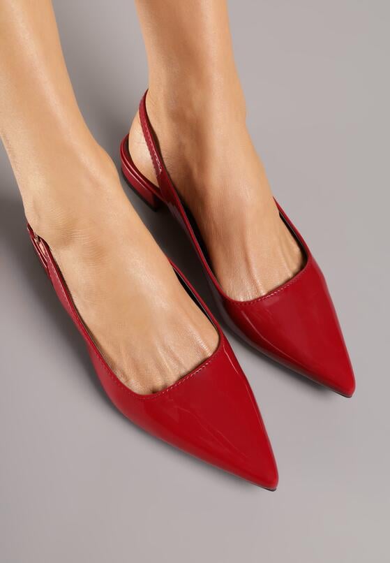 Bordowe Lakierowane Płaskie Sandały Baleriny Ozdobione Paskiem Delanisse 3