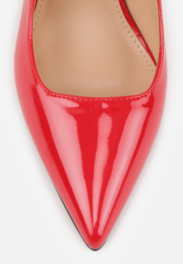 Czerwone Lakierowane Sandały na Obcasie Bez Pięty Halavea 9