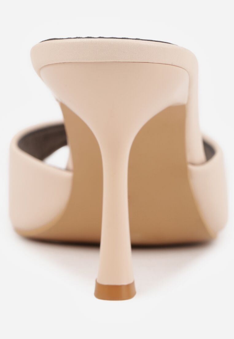 Beżowe Klapki na Szpilce z Otwartym Noskiem w Szpic Sewnessa 8