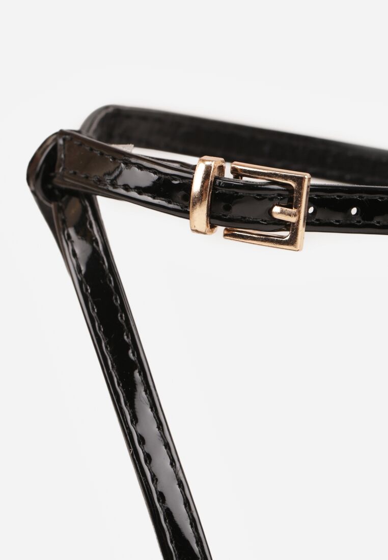 Czarne Sandały Lakierowane Ozdobione Kokardkami Varona 8