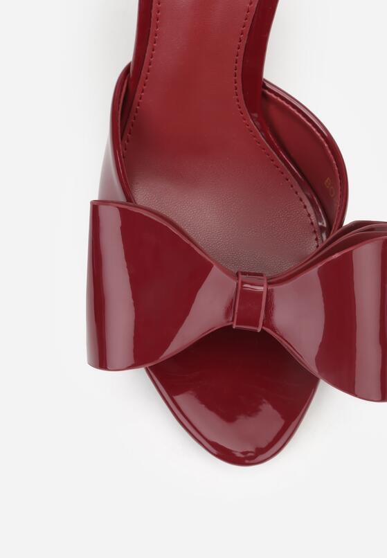 Bordowe Sandały Lakierowane Ozdobione Kokardkami Varona 7