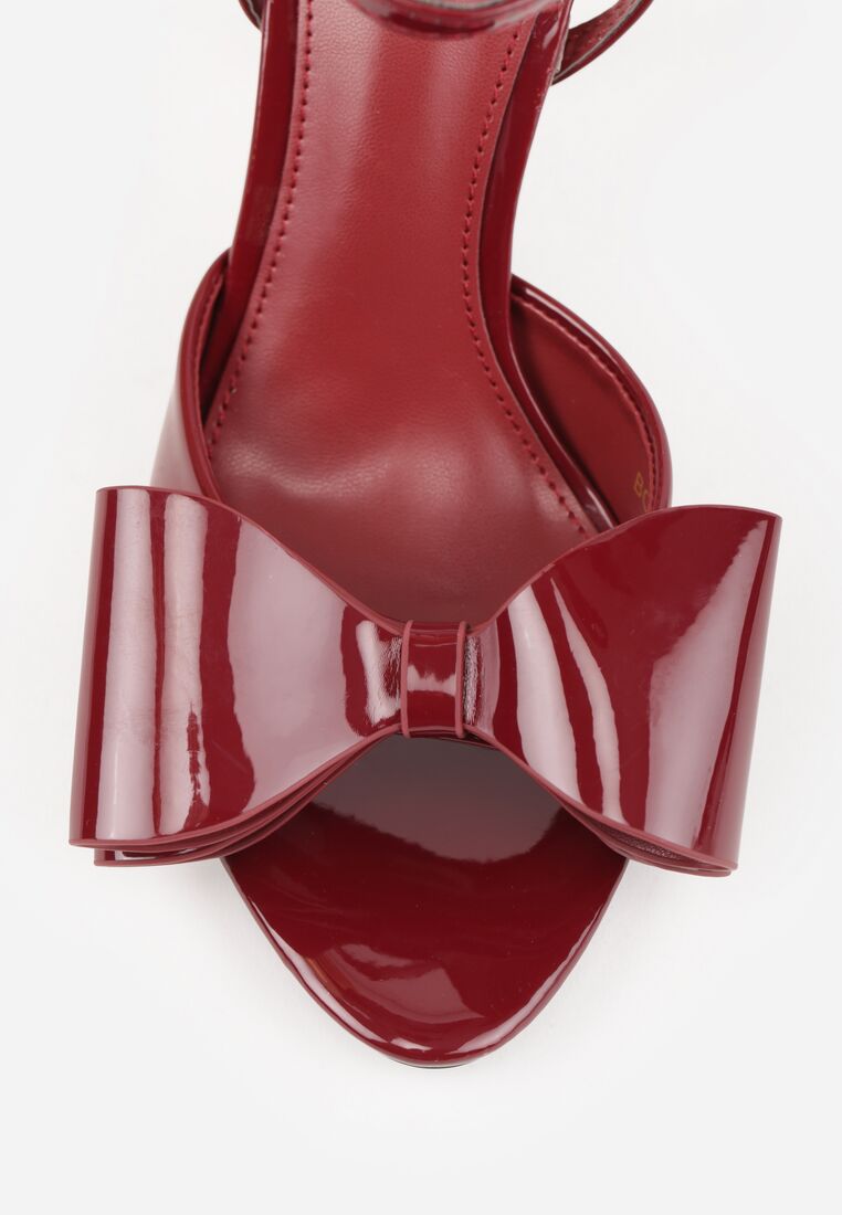 Bordowe Sandały Lakierowane Ozdobione Kokardkami Varona 9