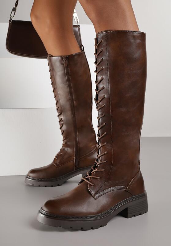 Brązowe Kozaki w Stylu Workerów Cahrarah 1