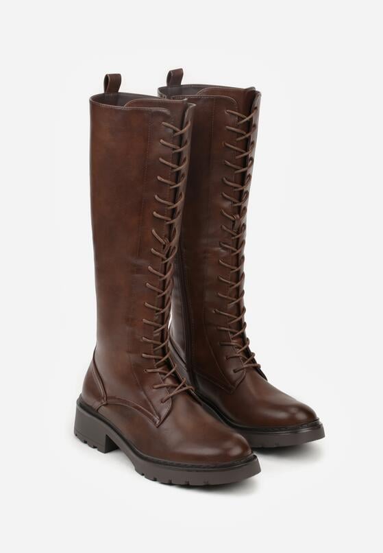 Brązowe Kozaki w Stylu Workerów Cahrarah 5