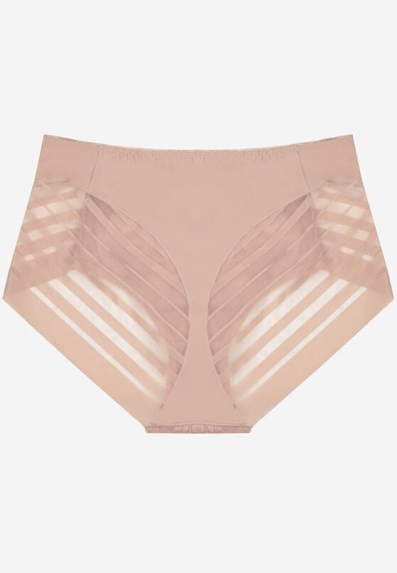 Różowe Majtki Figi z Wysokim Stanem Zdobione Koronką i Siateczką Helieth 2