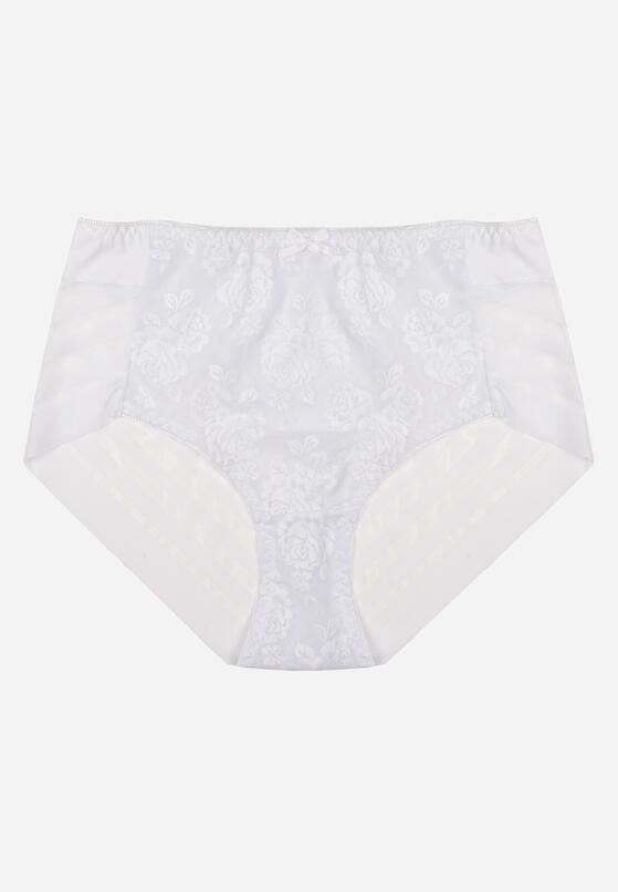 Białe Majtki Figi z Wysokim Stanem Zdobione Koronką i Siateczką Helieth 1