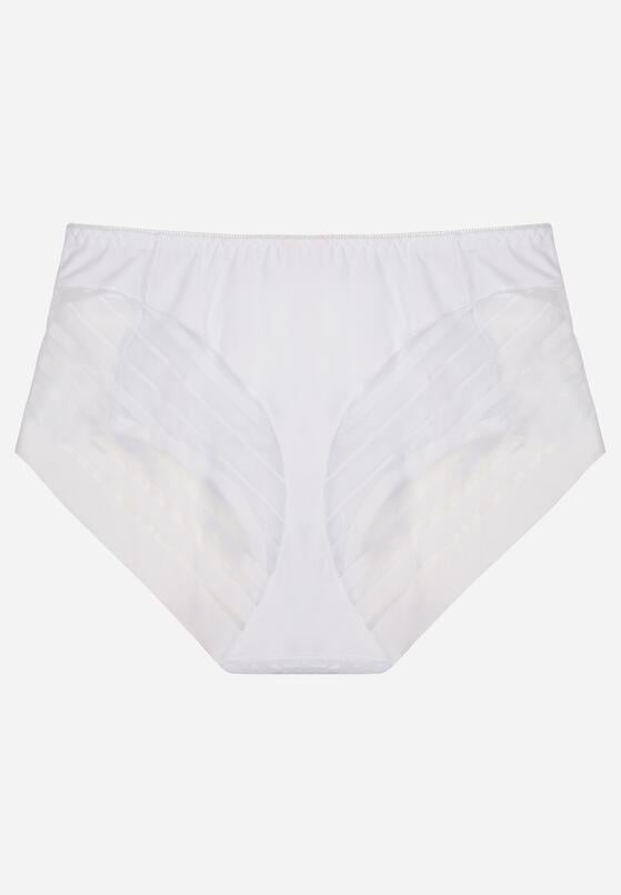 Białe Majtki Figi z Wysokim Stanem Zdobione Koronką i Siateczką Helieth 2