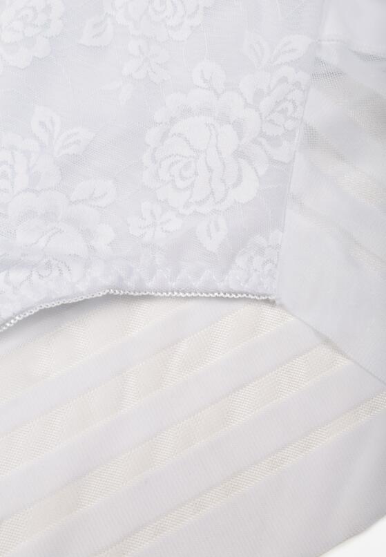 Białe Majtki Figi z Wysokim Stanem Zdobione Koronką i Siateczką Helieth 3