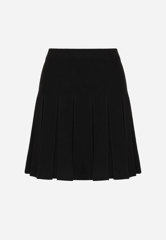 Czarna Plisowana Spódnica z Wiskozą z Wysokim Stanem Nesadoe 1