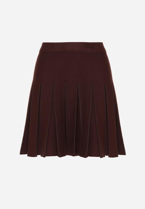 Brązowa Plisowana Spódnica z Wiskozą z Wysokim Stanem Nesadoe 6