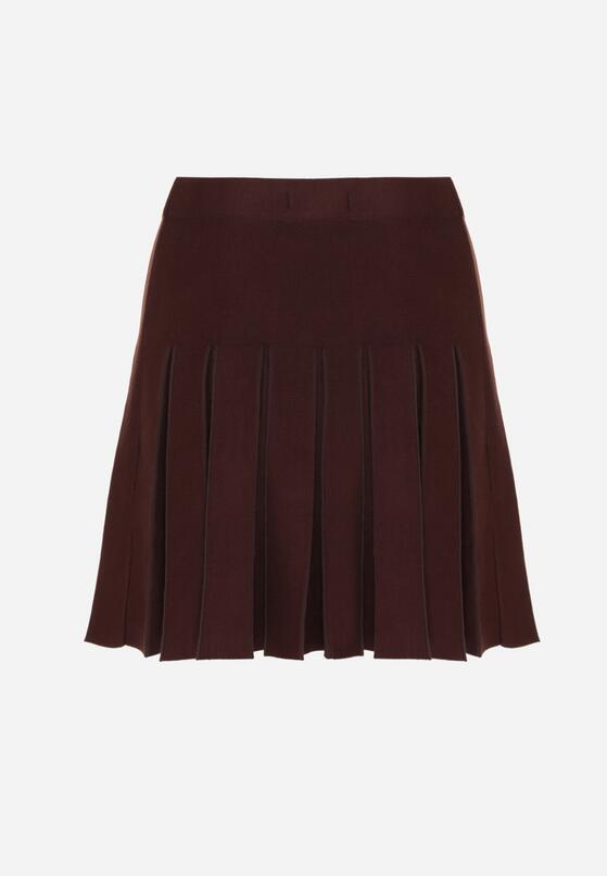 Brązowa Plisowana Spódnica z Wiskozą z Wysokim Stanem Nesadoe 7