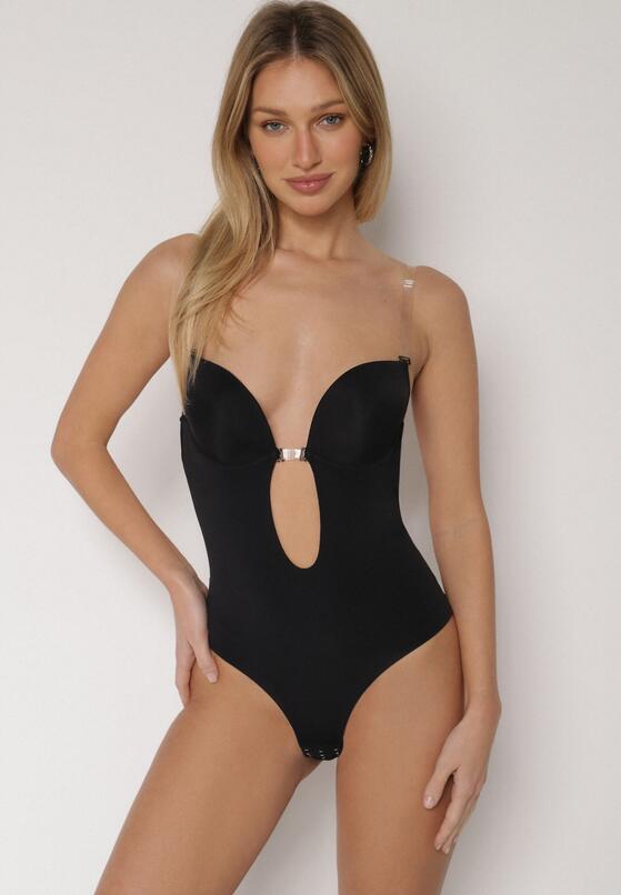 Czarne Bieliźniane Body z Odkrytymi Plecami i Wyciętym Dekoltem Terise 2