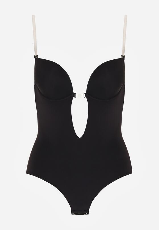 Czarne Bieliźniane Body z Odkrytymi Plecami i Wyciętym Dekoltem Terise 4