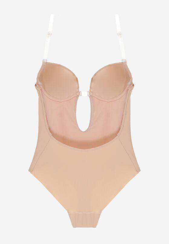 Beżowe Bieliźniane Body z Odkrytymi Plecami i Wyciętym Dekoltem Terise 5