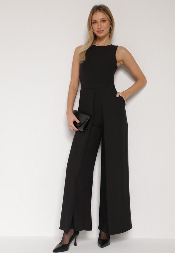 Czarny Elegancki Kombinezon z Ozdobnymi Zakładkami Zellysha 2