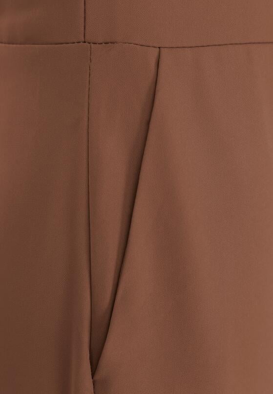 Brązowy Elegancki Kombinezon z Ozdobnymi Zakładkami Zellysha 8