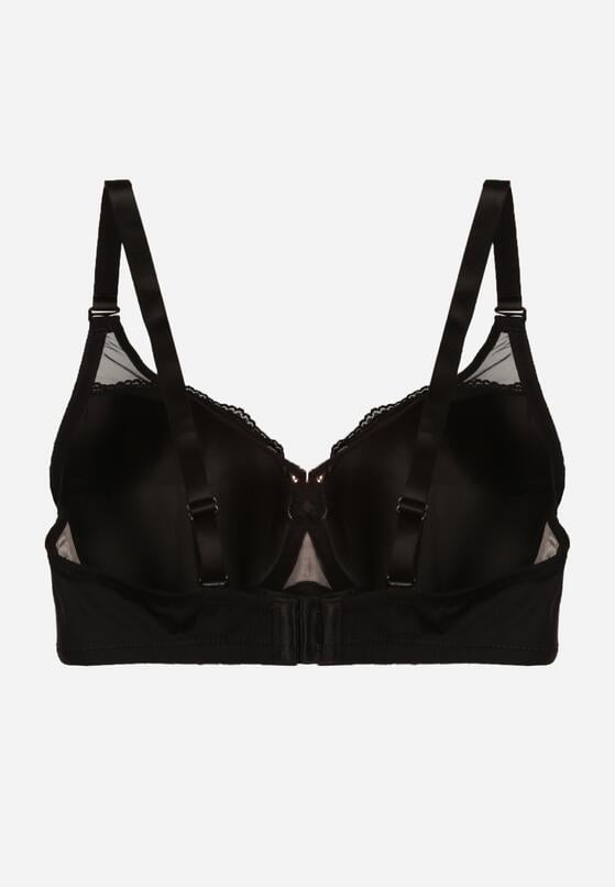 Czarno-Beżowy Koronkowy Biustonosz Ozdobiony Cyrkoniowym Sercem Galirope 2