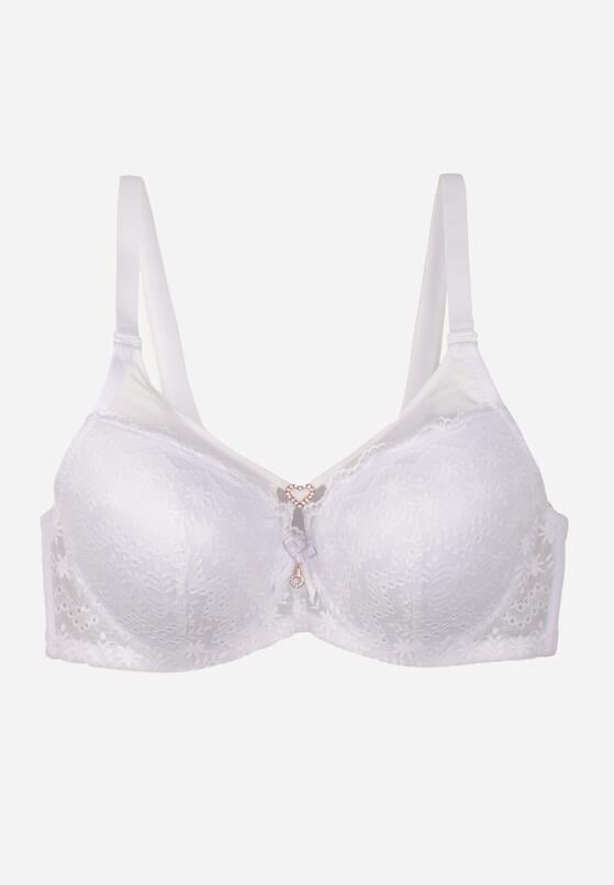 Biały Koronkowy Biustonosz Ozdobiony Cyrkoniowym Sercem Galirope 5