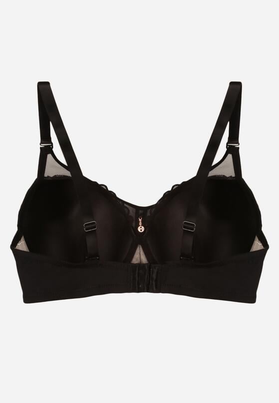 Czarno-Beżowy Biustonosz z Koronką i Transparentną Wstawką Heliphine 2