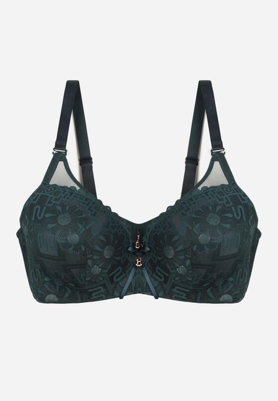 Ciemnozielony Biustonosz z Koronką i Transparentną Wstawką Heliphine 1