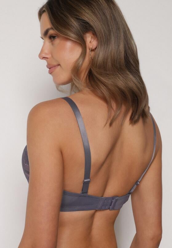 Szaro-Różowy Biustonosz z Koronką i Transparentną Wstawką Heliphine 3