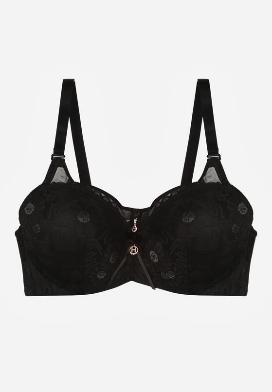 Czarny Biustonosz z Koronką i Transparentną Wstawką Heliphine 5