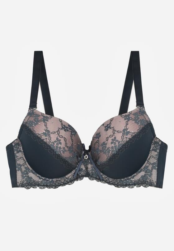 Ciemnozielony Biustonosz Ozdobiony Cyrkoniami i Koronką Corraella 5